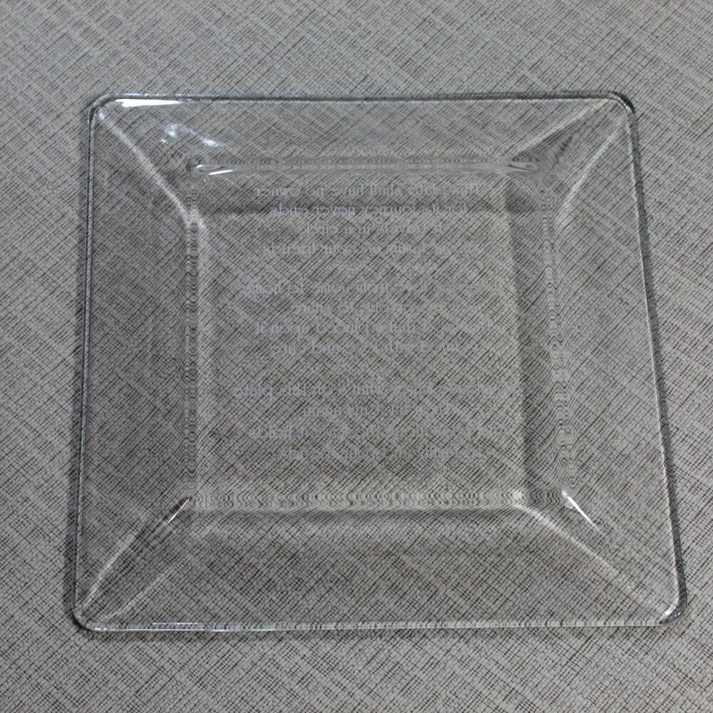 Sharing Plate Square Clear Etched 10" Plate "This Plate Shall Have No Owner"